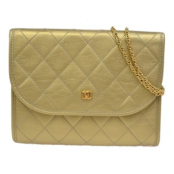 CHANEL CC Logo Mini Matelasse Chain Shoulder Hand Bag Gold France GHW 54RL357 - Picture 1 of 15